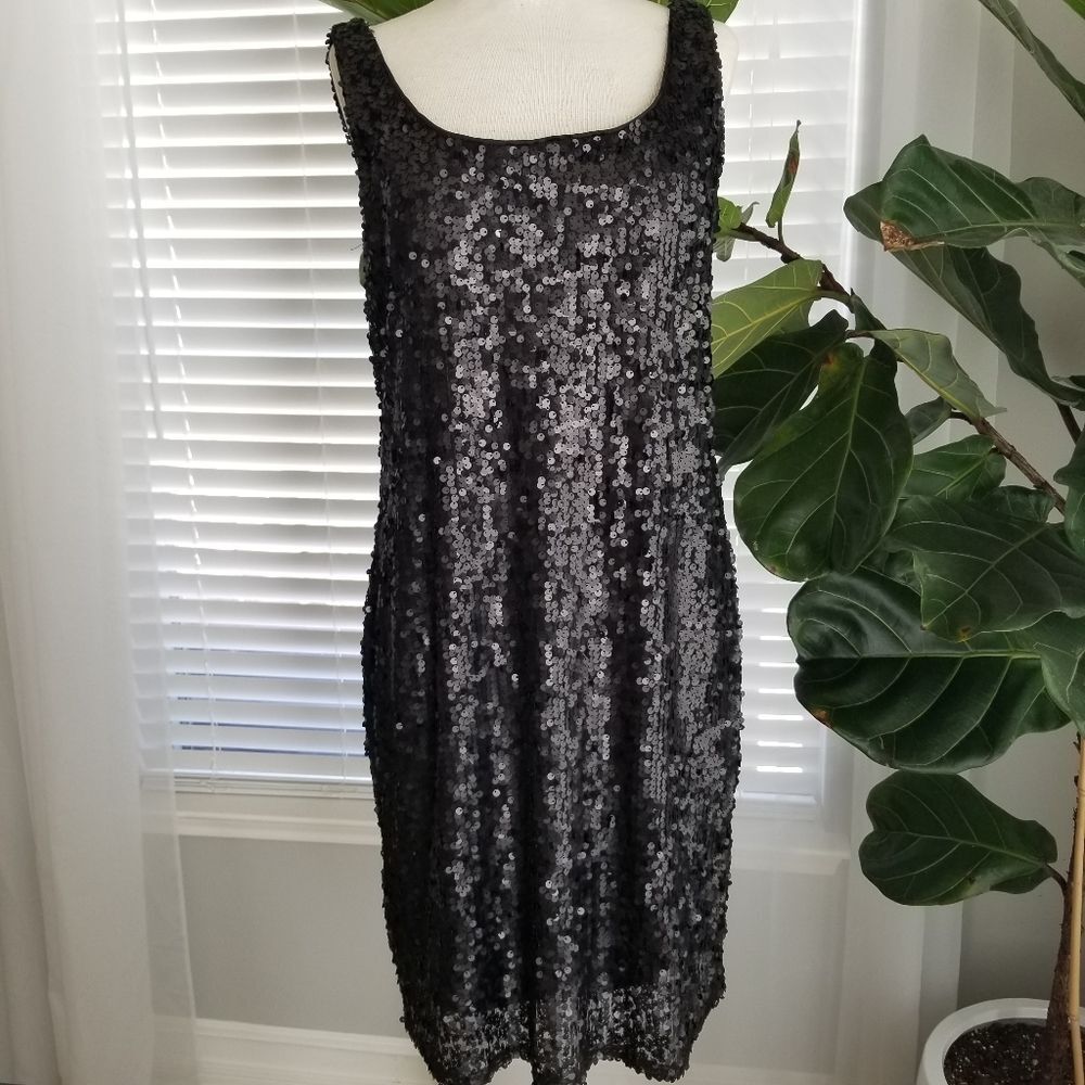 Lela rose black sequin cocktail dress MADE IN USA size 12